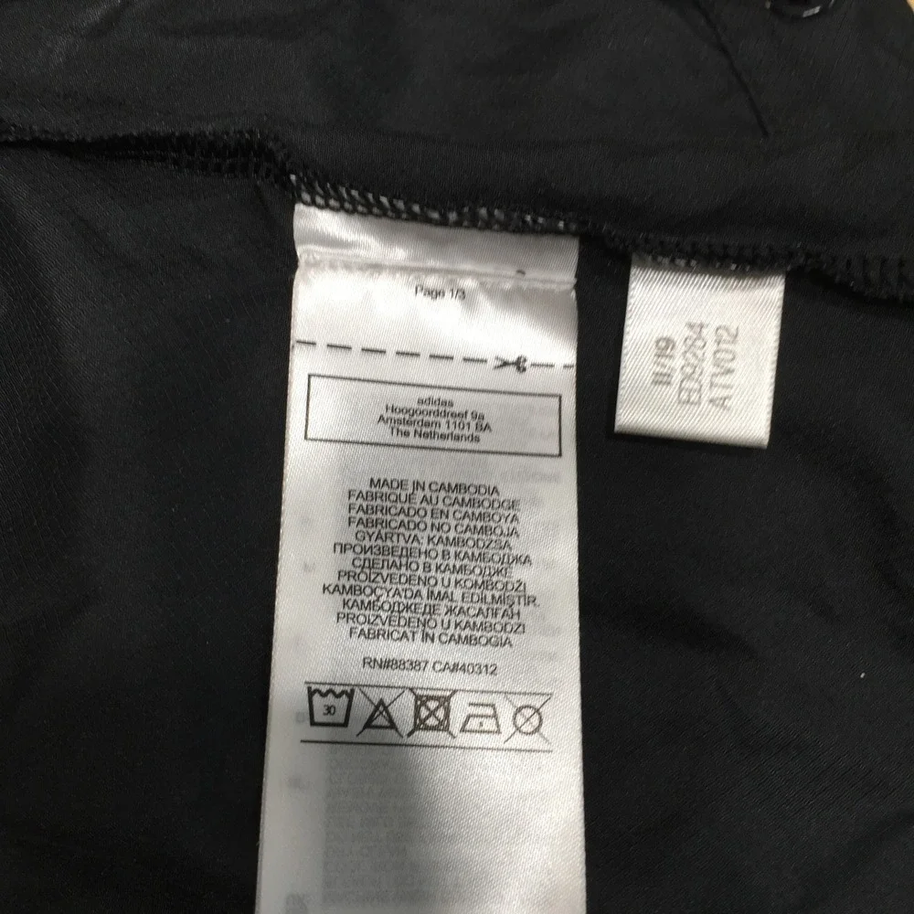 Adidas Mens Running Windbreaker Jacket Graphic Print Hooded ED9284 Medium Black